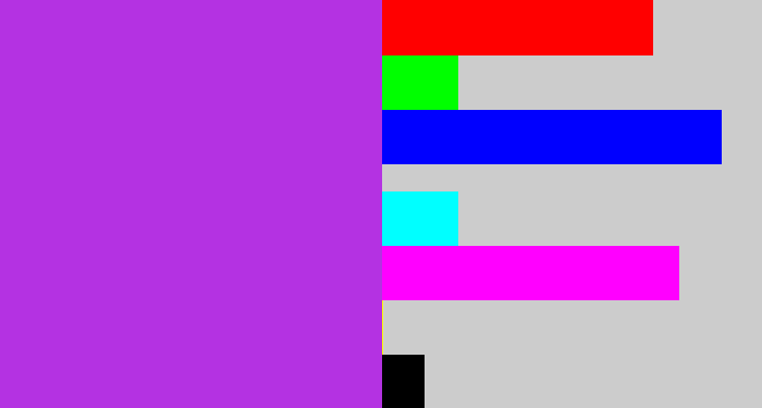 Hex color #b432e2 - electric purple