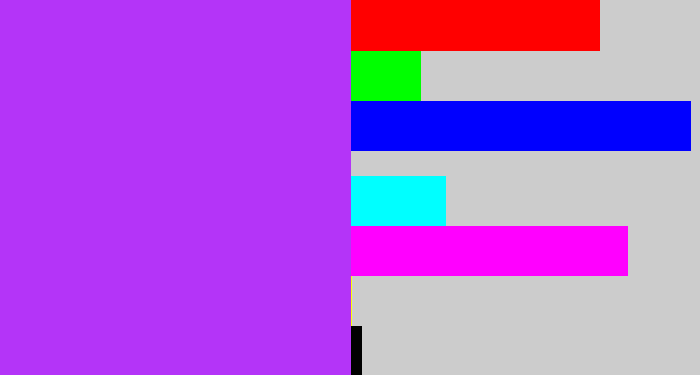 Hex color #b434f8 - electric purple
