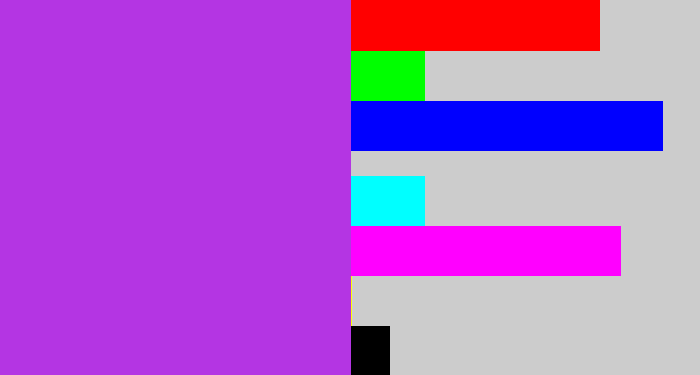 Hex color #b435e3 - lightish purple