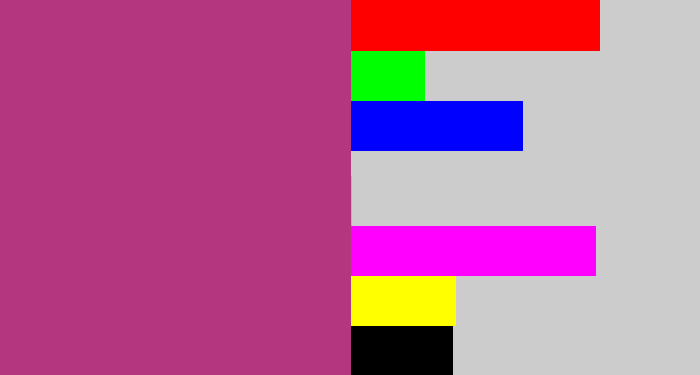 Hex color #b4367e - dark pink