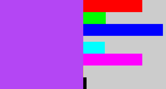 Hex color #b446f4 - lightish purple