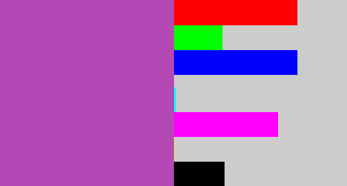 Hex color #b448b5 - pinky purple