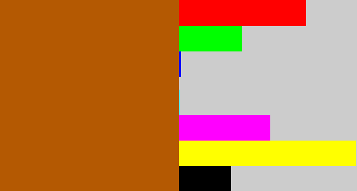 Hex color #b45902 - orangish brown