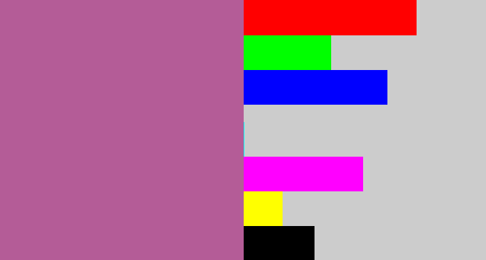 Hex color #b45c97 - purpleish
