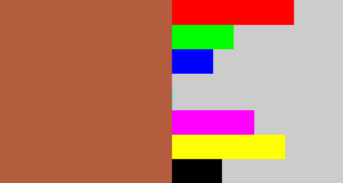 Hex color #b45d3e - earth