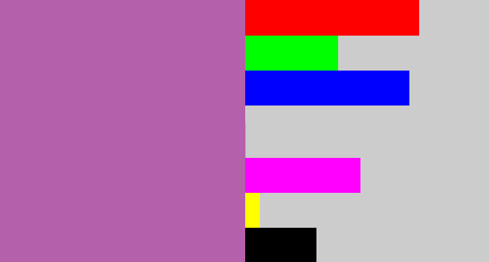 Hex color #b460aa - soft purple