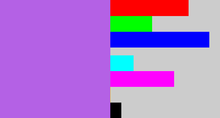 Hex color #b461e5 - lightish purple