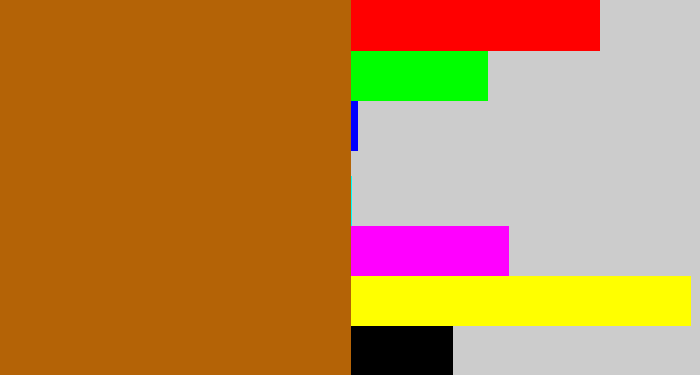 Hex color #b46306 - orangish brown