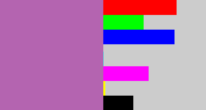 Hex color #b464b0 - soft purple