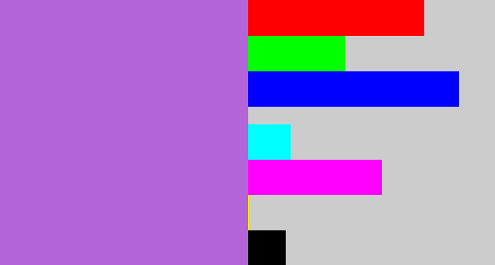 Hex color #b464d9 - lightish purple