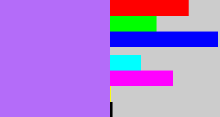 Hex color #b46cf9 - light urple