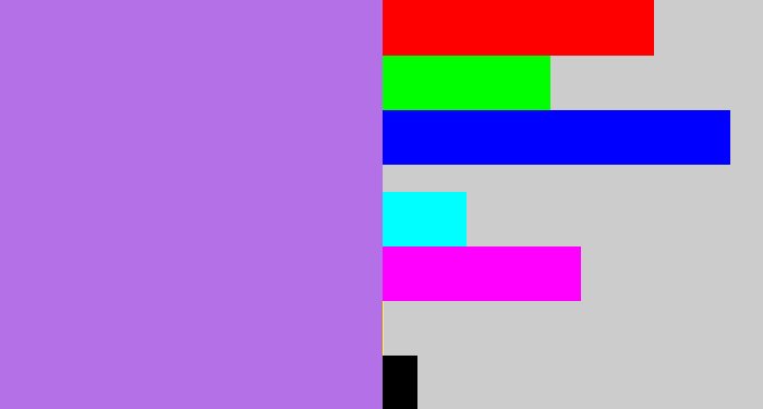 Hex color #b470e7 - light urple