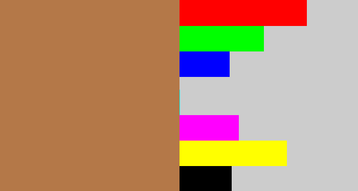 Hex color #b47848 - tan brown