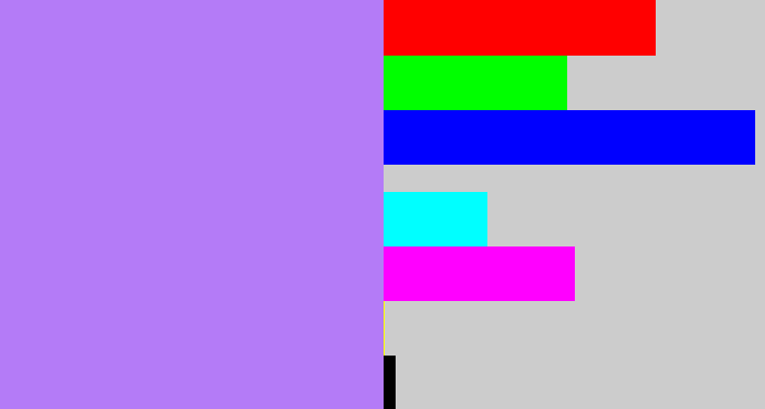 Hex color #b47bf7 - light purple