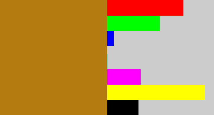 Hex color #b47c10 - mustard brown