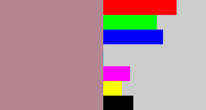 Hex color #b48593 - grey pink