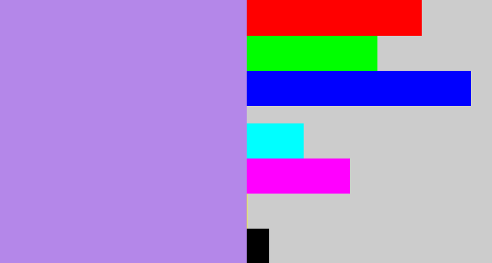 Hex color #b487e9 - pale purple