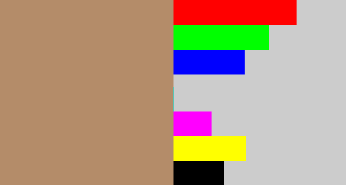 Hex color #b48c69 - pale brown