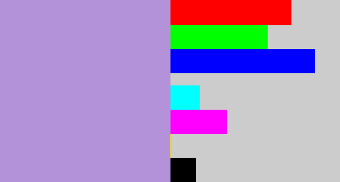Hex color #b492da - pale purple