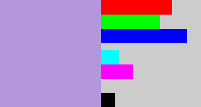 Hex color #b496dc - pale purple