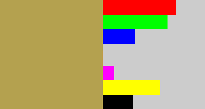 Hex color #b4a14f - camel