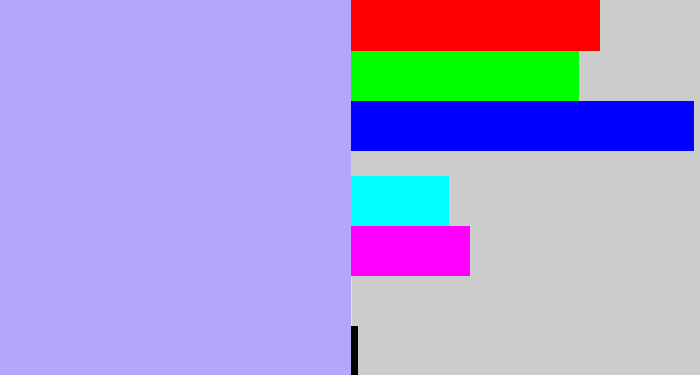 Hex color #b4a6fb - pastel purple