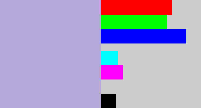 Hex color #b4a9d8 - pale purple