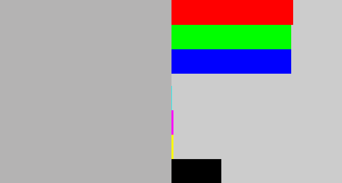 Hex color #b4b3b3 - pinkish grey
