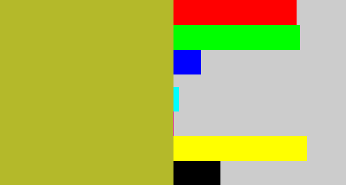 Hex color #b4b92a - pea