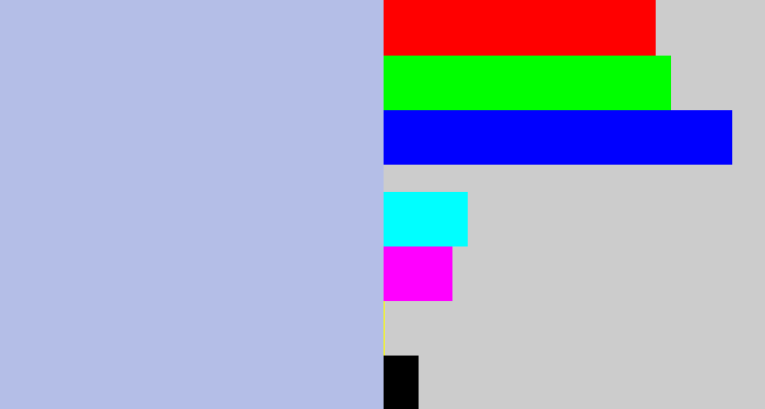 Hex color #b4bee7 - light blue grey