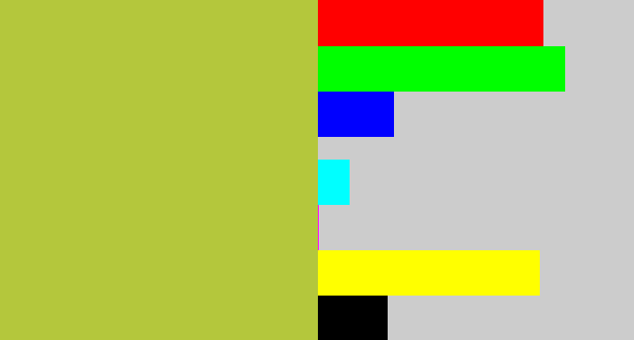 Hex color #b4c73c - booger