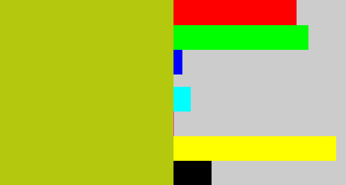 Hex color #b4c80d - green/yellow