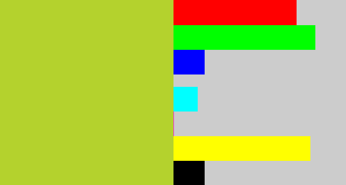 Hex color #b4d22d - yellowish green