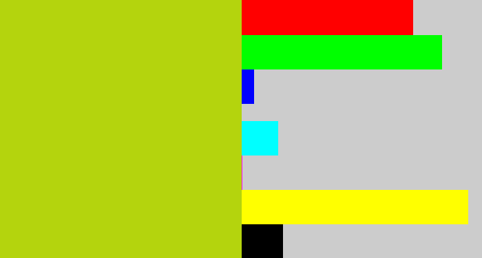 Hex color #b4d40d - green/yellow