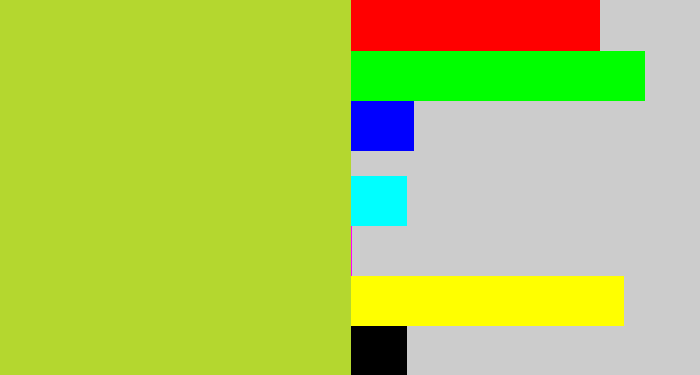 Hex color #b4d72f - yellowish green
