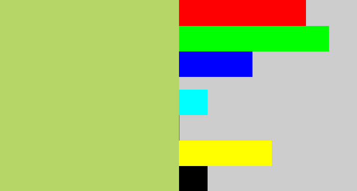 Hex color #b4d768 - pale olive green