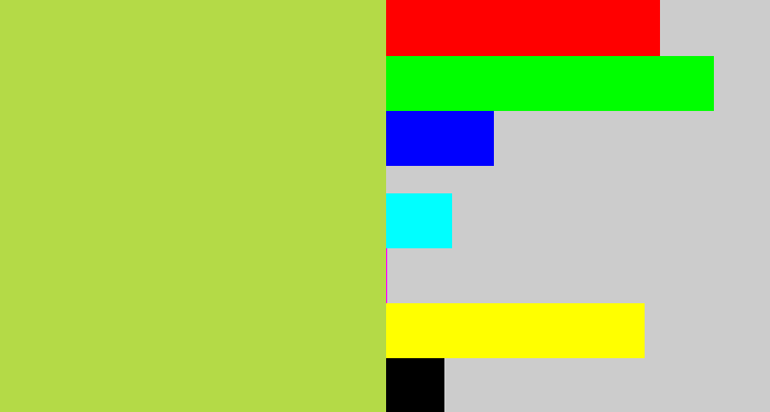 Hex color #b4da47 - kiwi