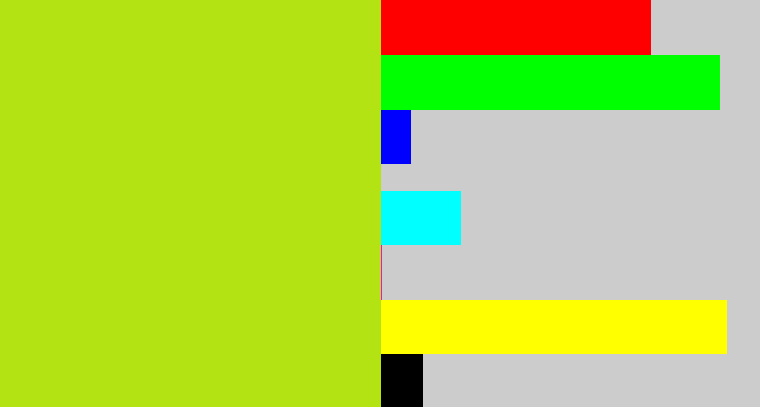 Hex color #b4e314 - yellowish green