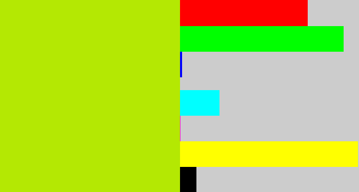 Hex color #b4e803 - lemon green