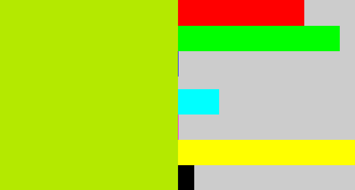 Hex color #b4e900 - lemon green