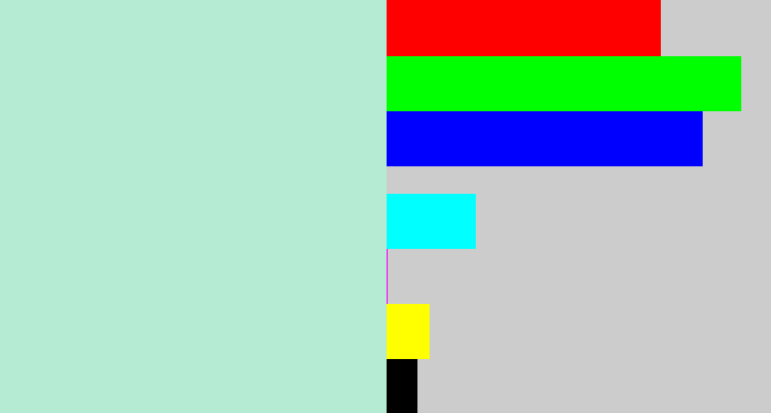 Hex color #b4ebd2 - pale turquoise