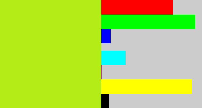 Hex color #b4ec18 - yellowish green