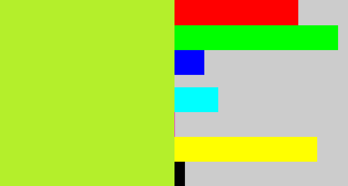 Hex color #b4ef2b - yellowy green