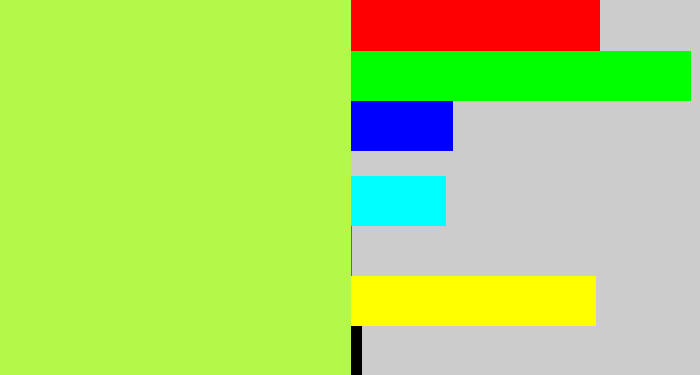 Hex color #b4f84a - yellow/green