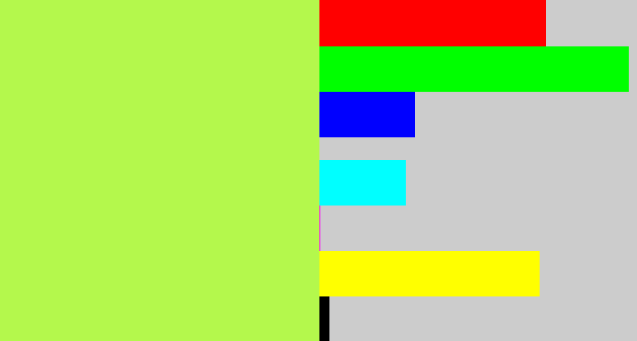Hex color #b4f84c - yellow/green