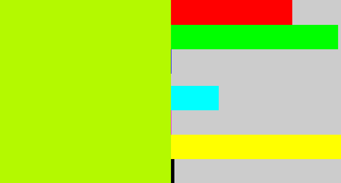 Hex color #b4f900 - lemon green