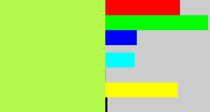 Hex color #b4f94c - yellow/green