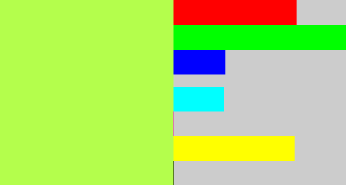 Hex color #b4fe4c - yellow/green