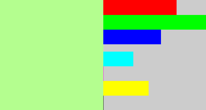 Hex color #b4fe8f - pale light green