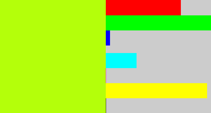 Hex color #b4ff0a - yellowgreen